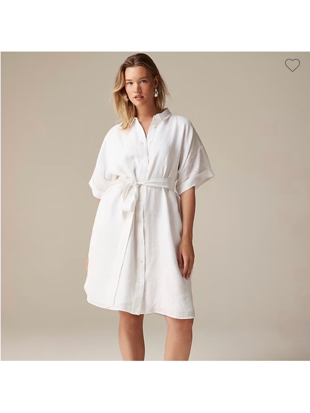 J. Crew Capitaine Linen Shirt Dress White Small